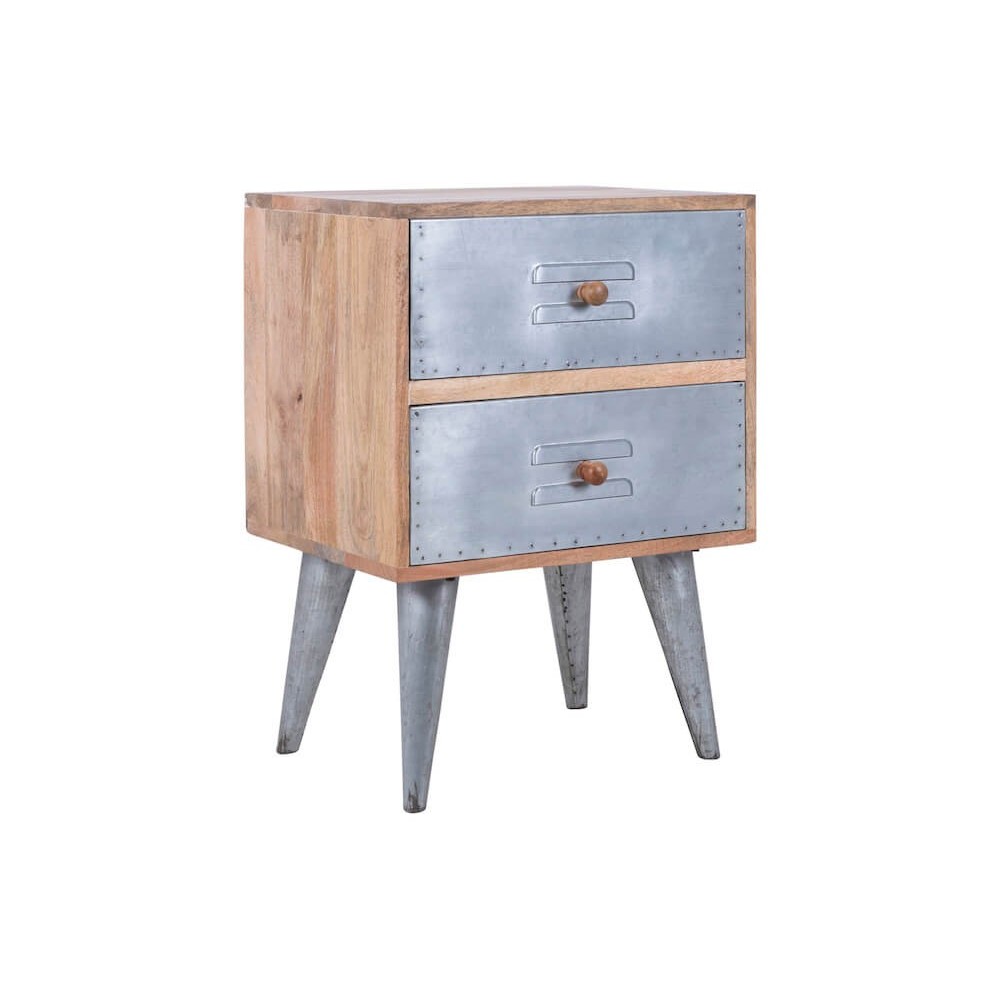 Aviator Bedside Table Smithers Archives £367.00 Bedroom Mango Wood Nickel product_features