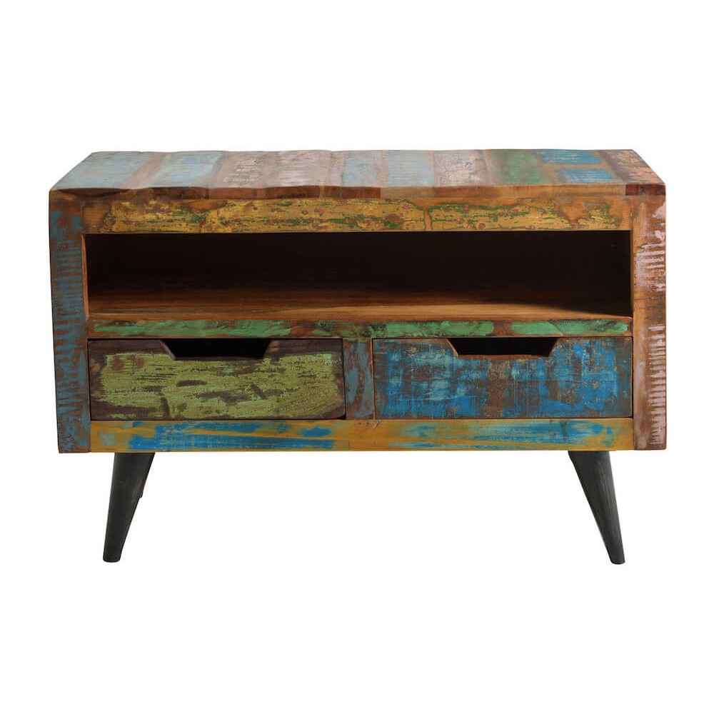 Reclaimed Wood Tv Stand Retro Eco Friendly Wooden Media ...