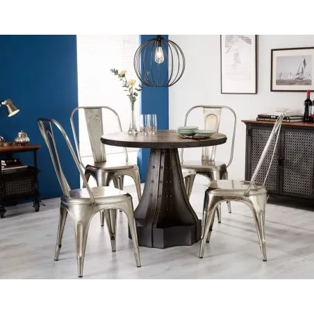 Leyland Round Industrial Table Smithers Reclaimed Wood Dining Tables £655.00 Dining Room Reclaimed Wood Steel product_features