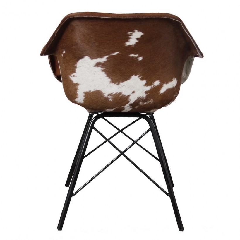 Retro Leather Bucket Dining Chairs * Cowhide Brown & Black