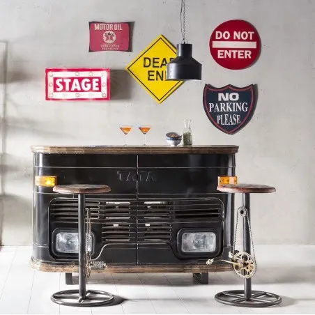 Tata Pub Truck Bar Smithers Home Bars &pound;2,650.00 Bar Reclaimed Boat Wood Reclaimed Steel product_features