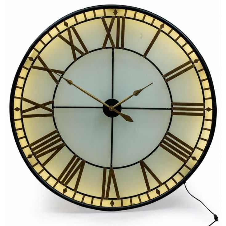 Large Big Ben Wall Clock Westminster Lights Up Glass - Extra Large Wall Clocks Uk 120cm