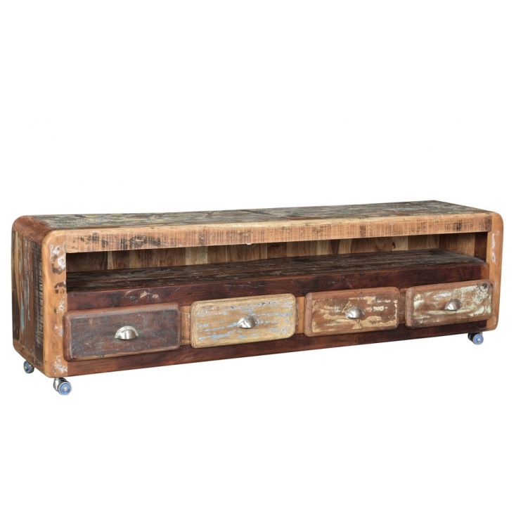 Long And Low Tv Stand Modern Wood Cabinet Recycled Retro