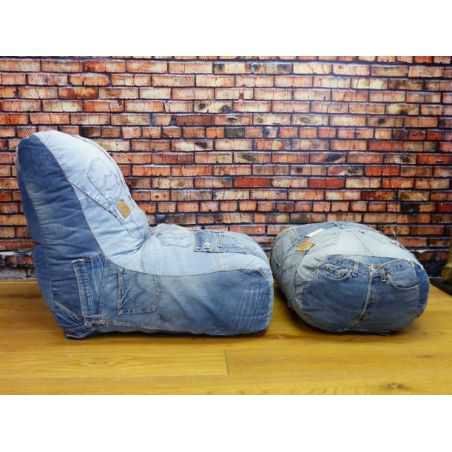 Denim Retro Gaming Chair | Handmade Levi Salvaged Jeans Chair