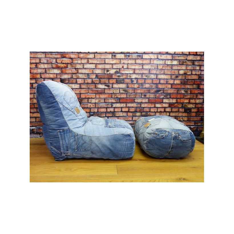 Denim Retro Gaming Chair | Handmade Levi Salvaged Jeans Chair