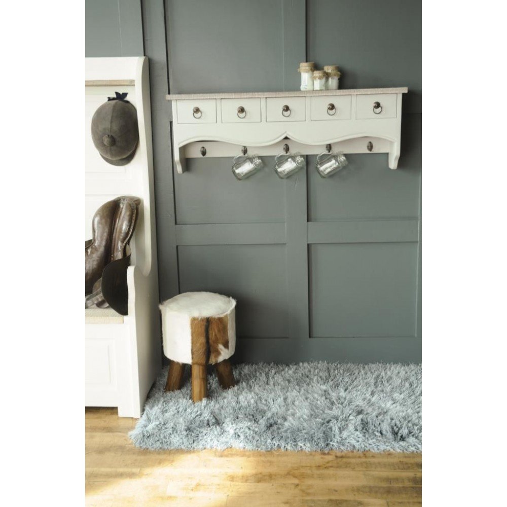 Goat Skin Fur Stool Smithers Footstools £150.00 All Rooms Mango Wood product_features