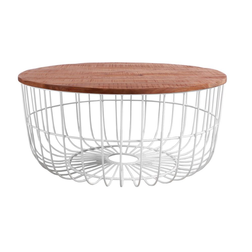 White Wired Coffee Table Smithers Retro Furniture £504.00 Living Room Mango Wood Recycled Steel product_features