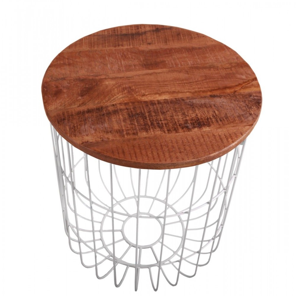 White Wired Coffee Table Smithers Retro Furniture £504.00 Living Room Mango Wood Recycled Steel product_features