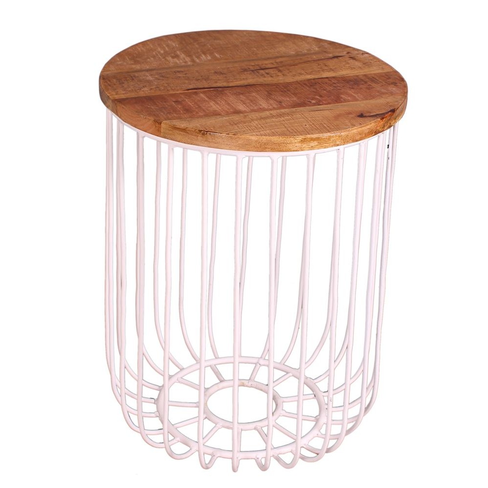 White Wired Coffee Table Smithers Retro Furniture £504.00 Living Room Mango Wood Recycled Steel product_features