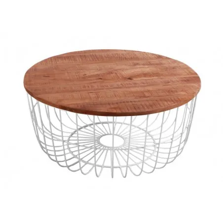 White Wired Coffee Table Smithers Retro Furniture &pound;504.00 Living Room Mango Wood Recycled Steel product_features