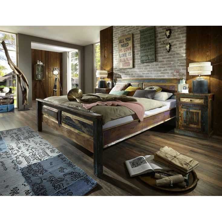 Reclaimed Wooden Super King Bed • Recycled Wood Rustic Design UK