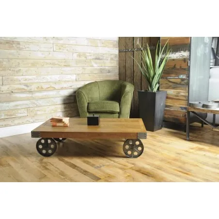 Cart Coffee Table Smithers Industrial Furniture &pound;453.00 Living Room Mango Wood product_features