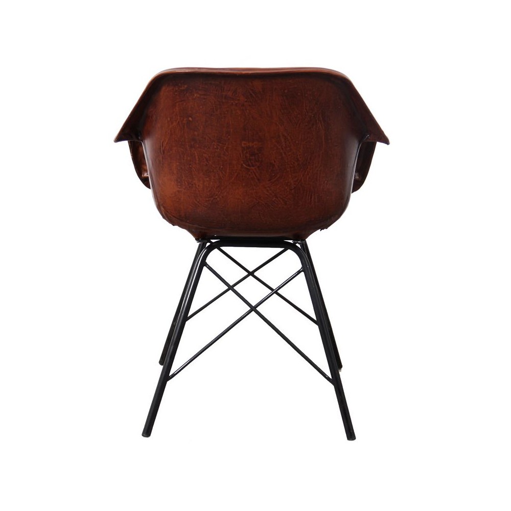 Leather Bucket Dining Chairs Brown Industrial Style at Smithers UK • UK, US & Canada