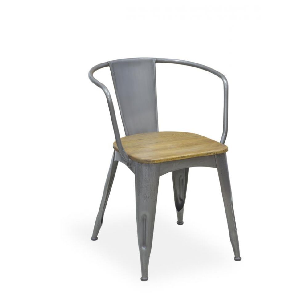 Industrial Dining Chairs Gun Metal Wood Seat Uk Store