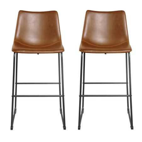 Faux Leather Bar Stool X2 Set Industrial Furniture Smithers of Stamford £395.00 Store UK, US, EU, AE,BE,CA,DK,FR,DE,IE,IT,MT,...