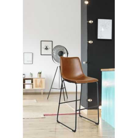 Faux Leather Bar Stool X2 Set Industrial Furniture Smithers of Stamford £395.00 Store UK, US, EU, AE,BE,CA,DK,FR,DE,IE,IT,MT,...