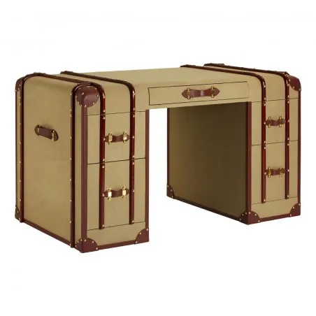 Colonial Steamer Canvas Trunk Desk Smithers Office &pound;1,887.00 Mango Wood product_features