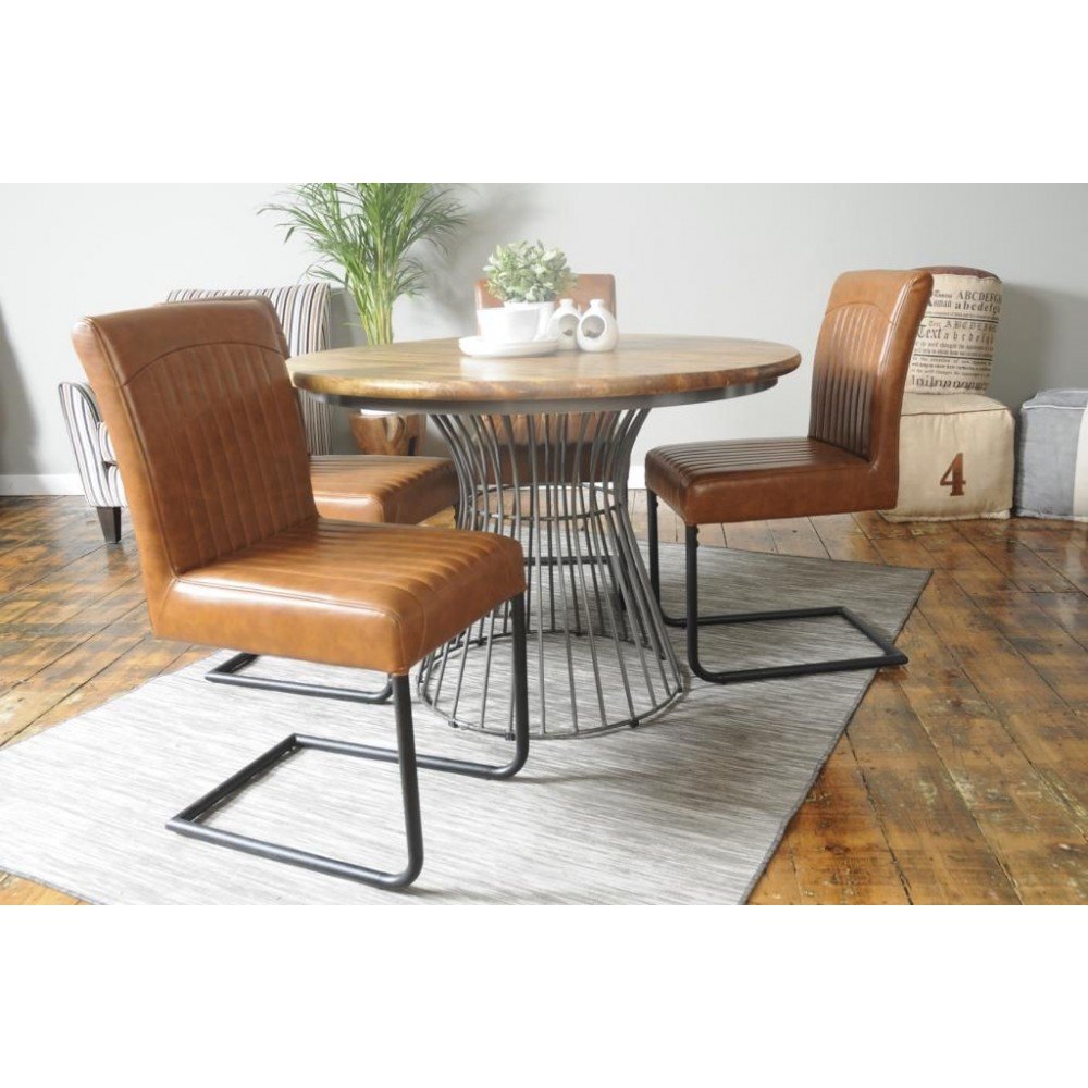 Tan Leather Dining Chairs X 4 Industrial Furniture £688.00