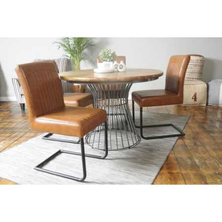 Tan Leather Dining Chairs X 4 Industrial Furniture Smithers of Stamford £750.00 Store UK, US, EU, AE,BE,CA,DK,FR,DE,IE,IT,MT,...