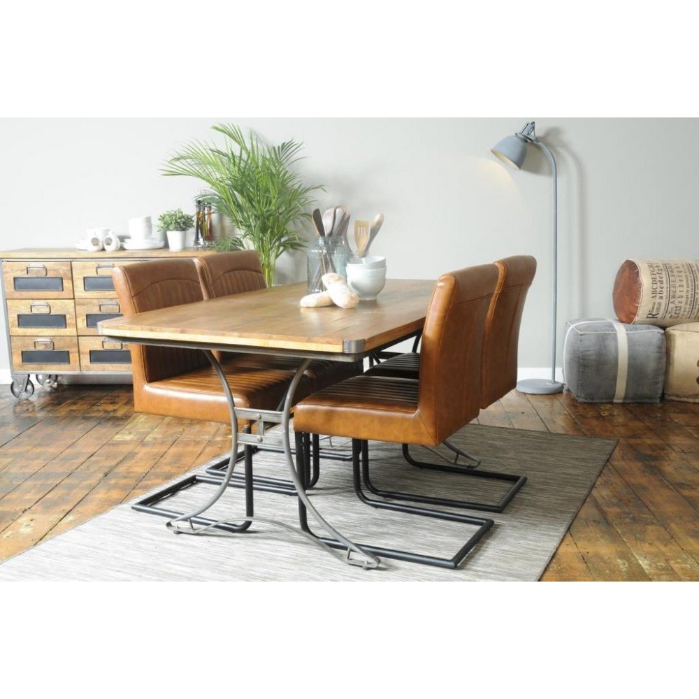 Tan Leather Dining Chairs X 4 Industrial Furniture £688.00
