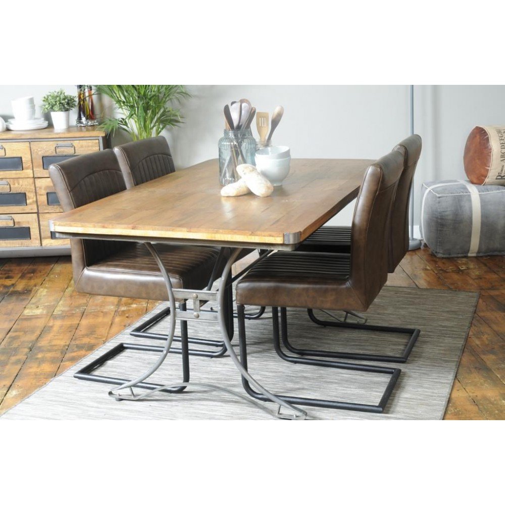 Tan Leather Dining Chairs X 4 Industrial Furniture £688.00