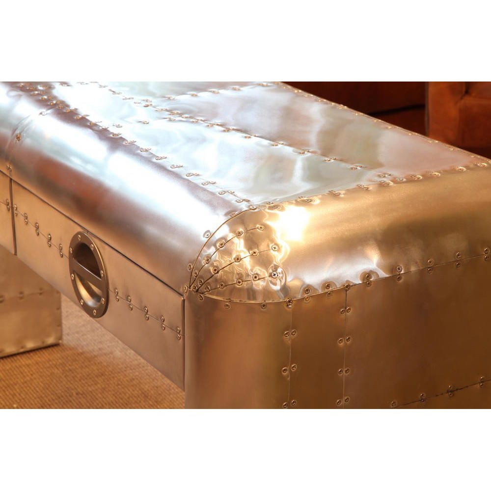 Spitfire Brass Console Table Smithers Aviator £1,204.00 Office Fir Wood Aluminium product_features