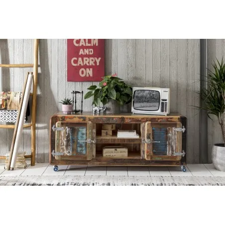 Fridge Recycled Wood Tv Unit Smithers Reclaimed Wood Furniture £1,550.00 Living Room Reclaimed Wood Iron product_features