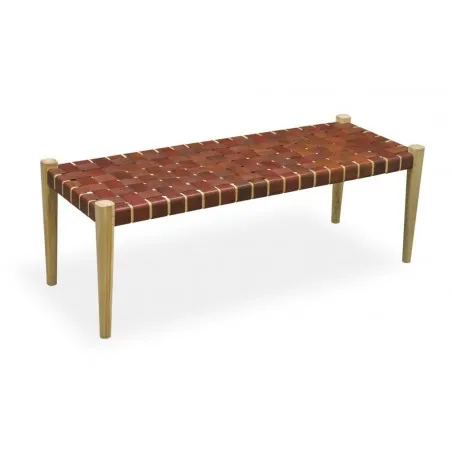 Woven Leather Bench Bedroom £358.00 Bedroom Mango Wood product_features