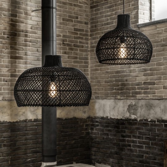 Black Rattan Pendant Ceiling Light For Restaurant's UK