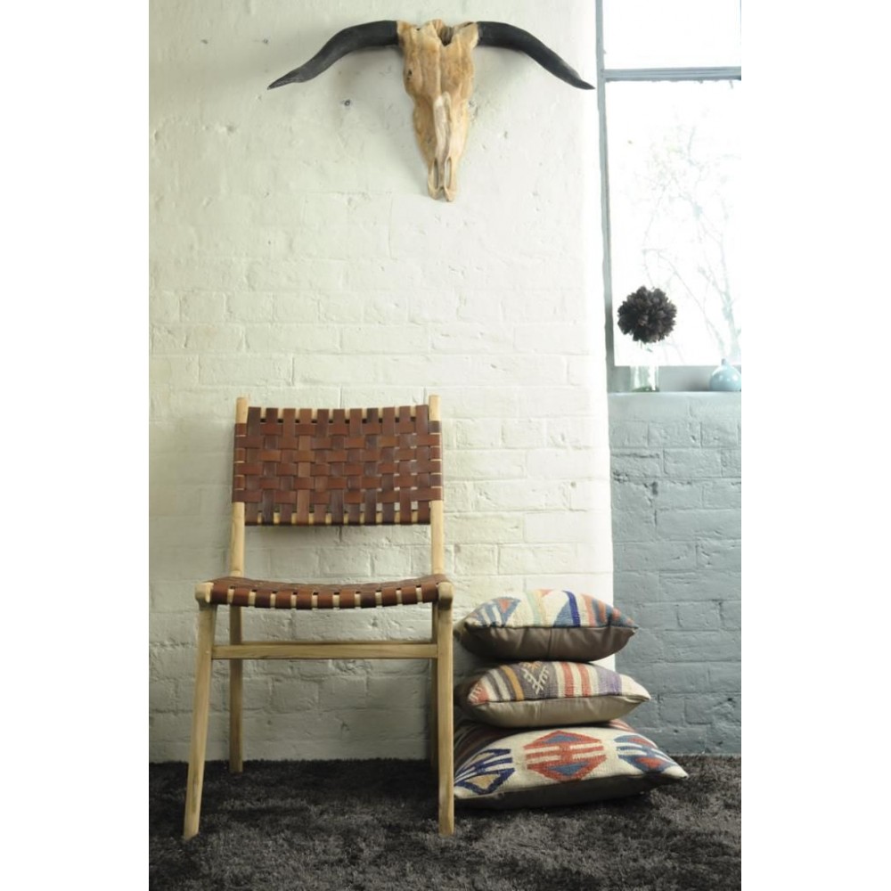 Woven White Leather Bedroom Chair Chairs £220.00 Dining Room Mango Wood product_features