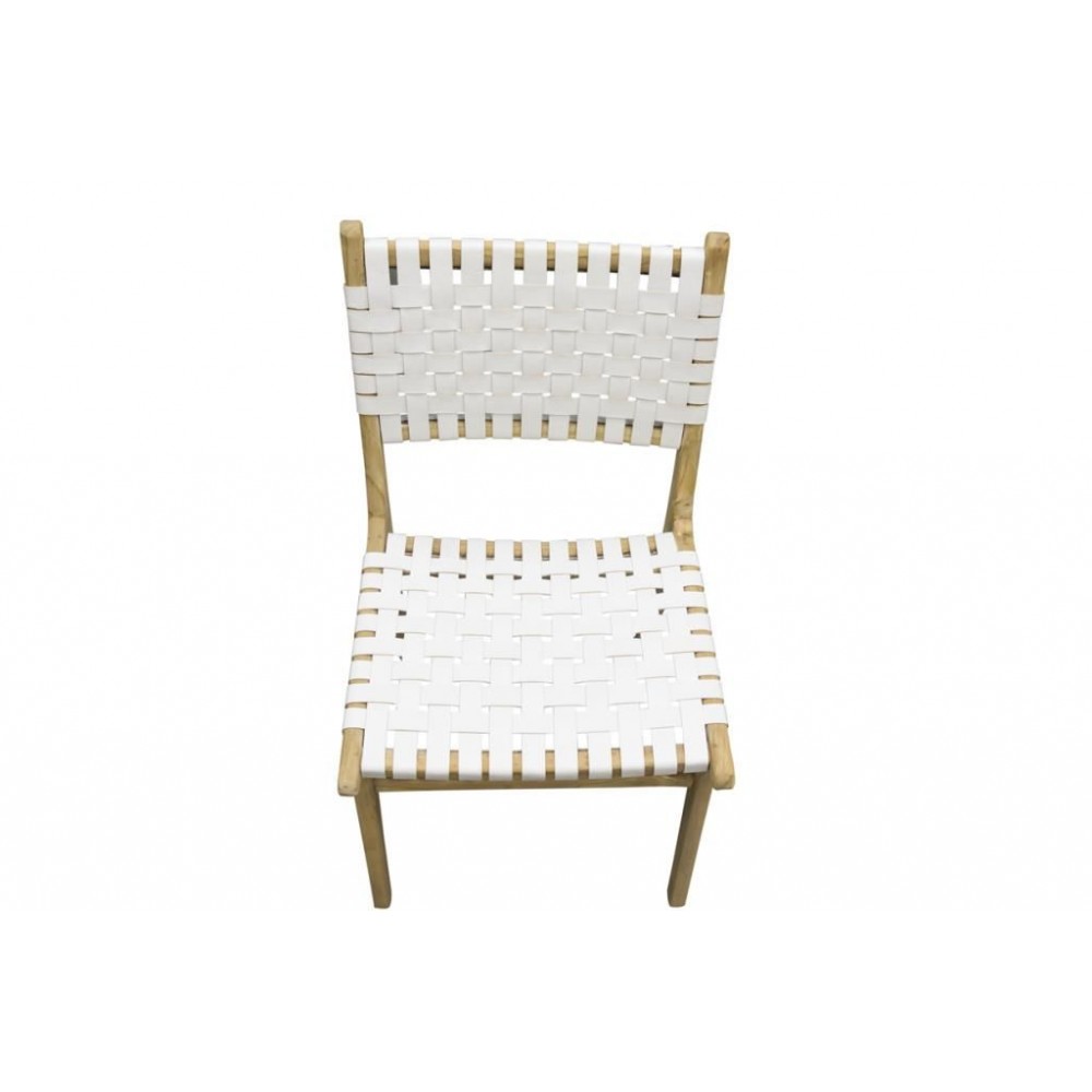 Woven White Leather Bedroom Chair Chairs £220.00 Dining Room Mango Wood product_features