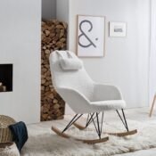 alt="nursery nursing armchair white fluffy teddy chair for breast feeding"