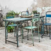 alt=“folding dining table outdoor vintage industrial retro patio cafe furniture”