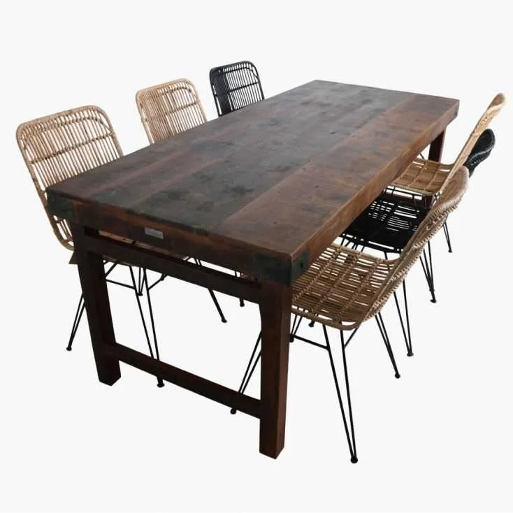 alt=“folding dining table rustic furniture made from the best reclaimed wood”