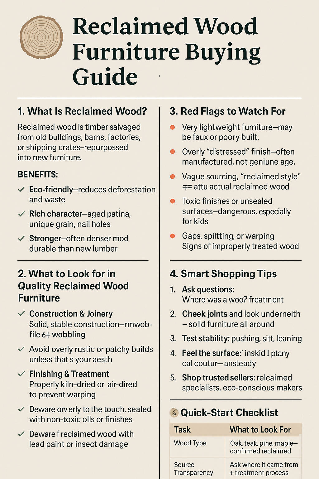 alt="solid wood furniture buying guide advise where to buy how to clean and look reclaimed and recycled wood furniture"