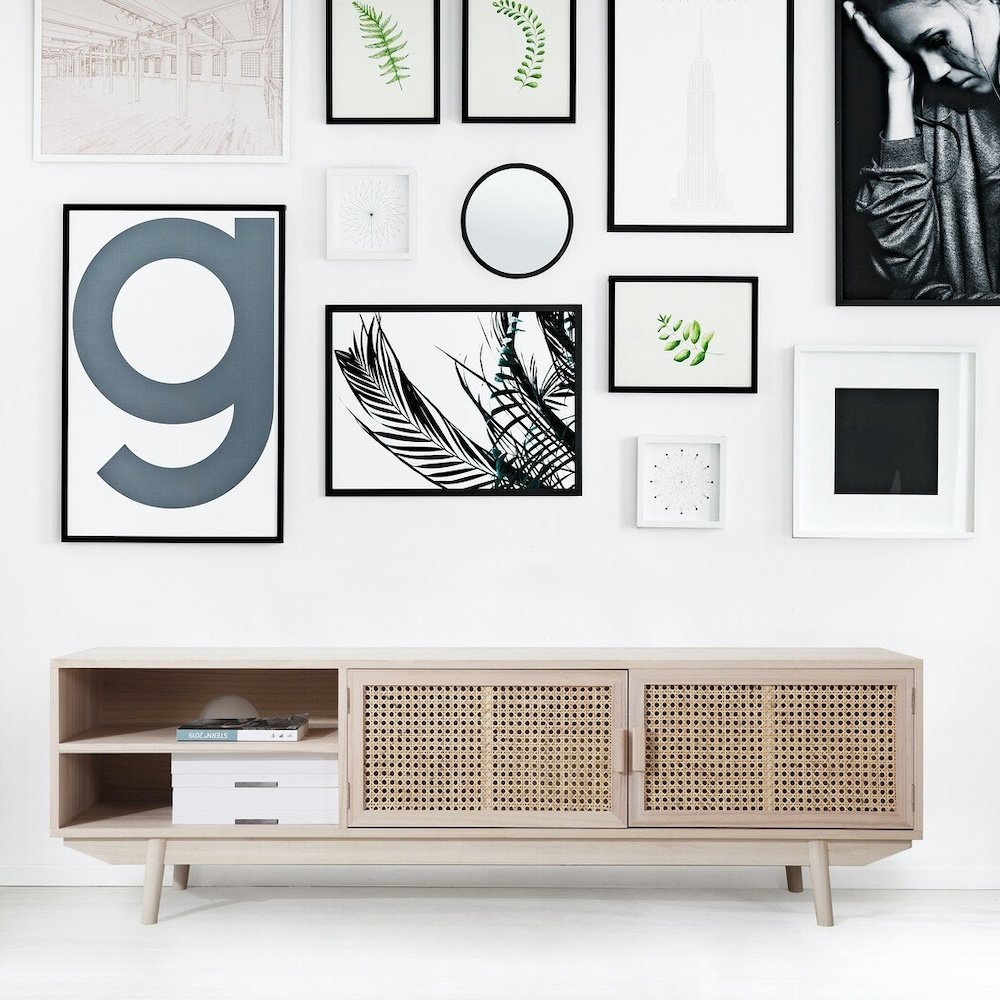 alt=" rattan tv unit"