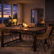 reclaimed furniture wood shelving in small apartment