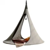 comfortable lounge space designed around Cacoon hanging chair