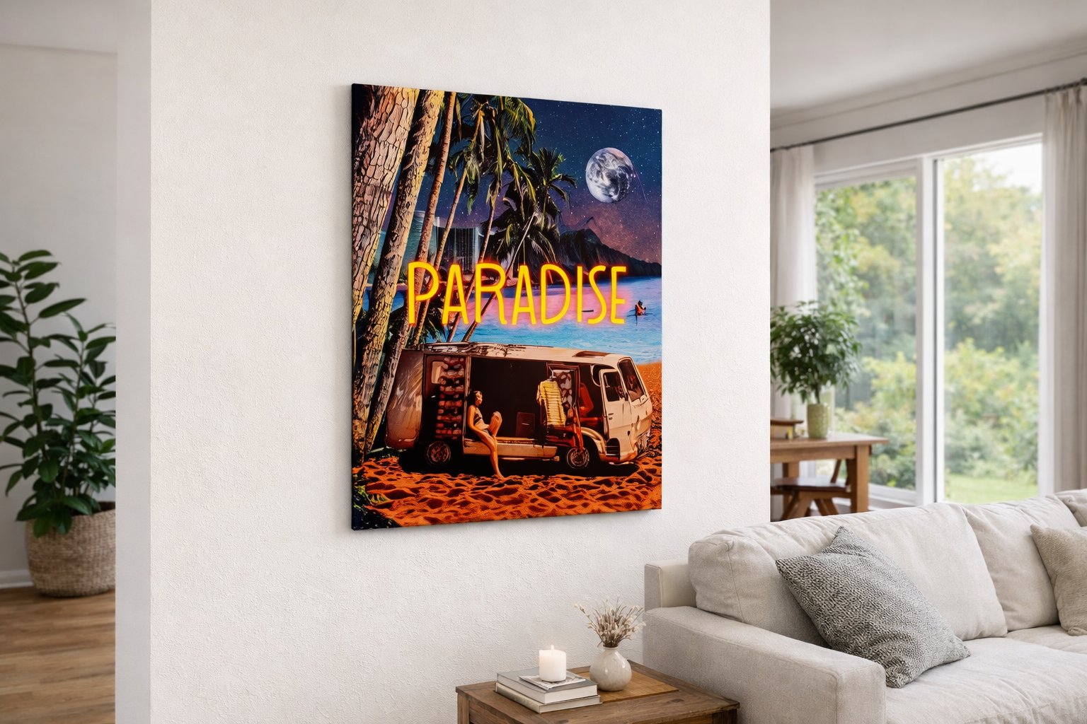 home business workspace with neon sign UK background