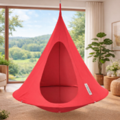 Cacoon hanging chair used as indoor meditation seat