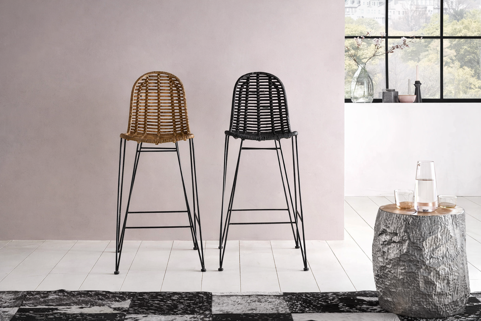alt="rattan bar stool"