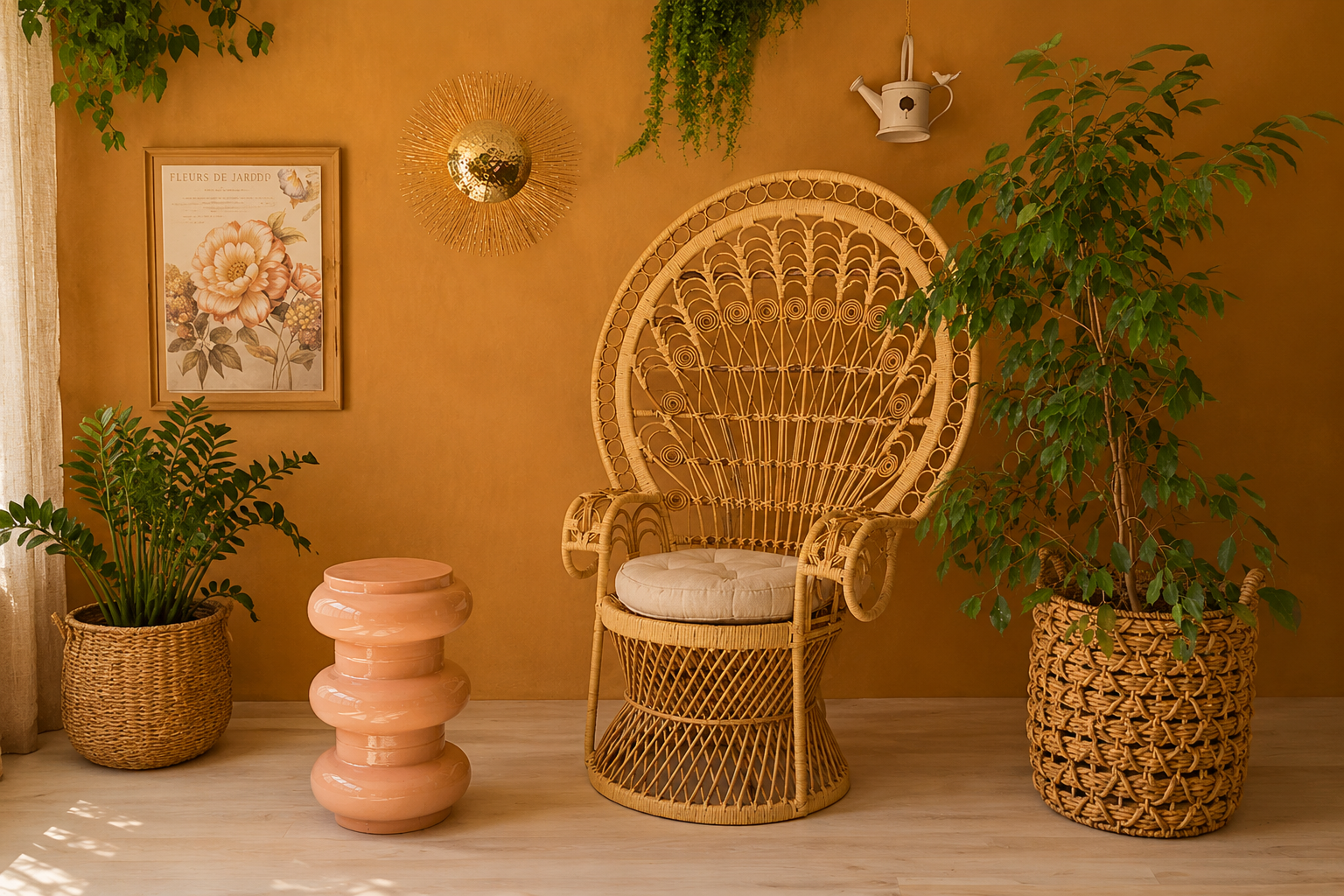 rattan chair peacock