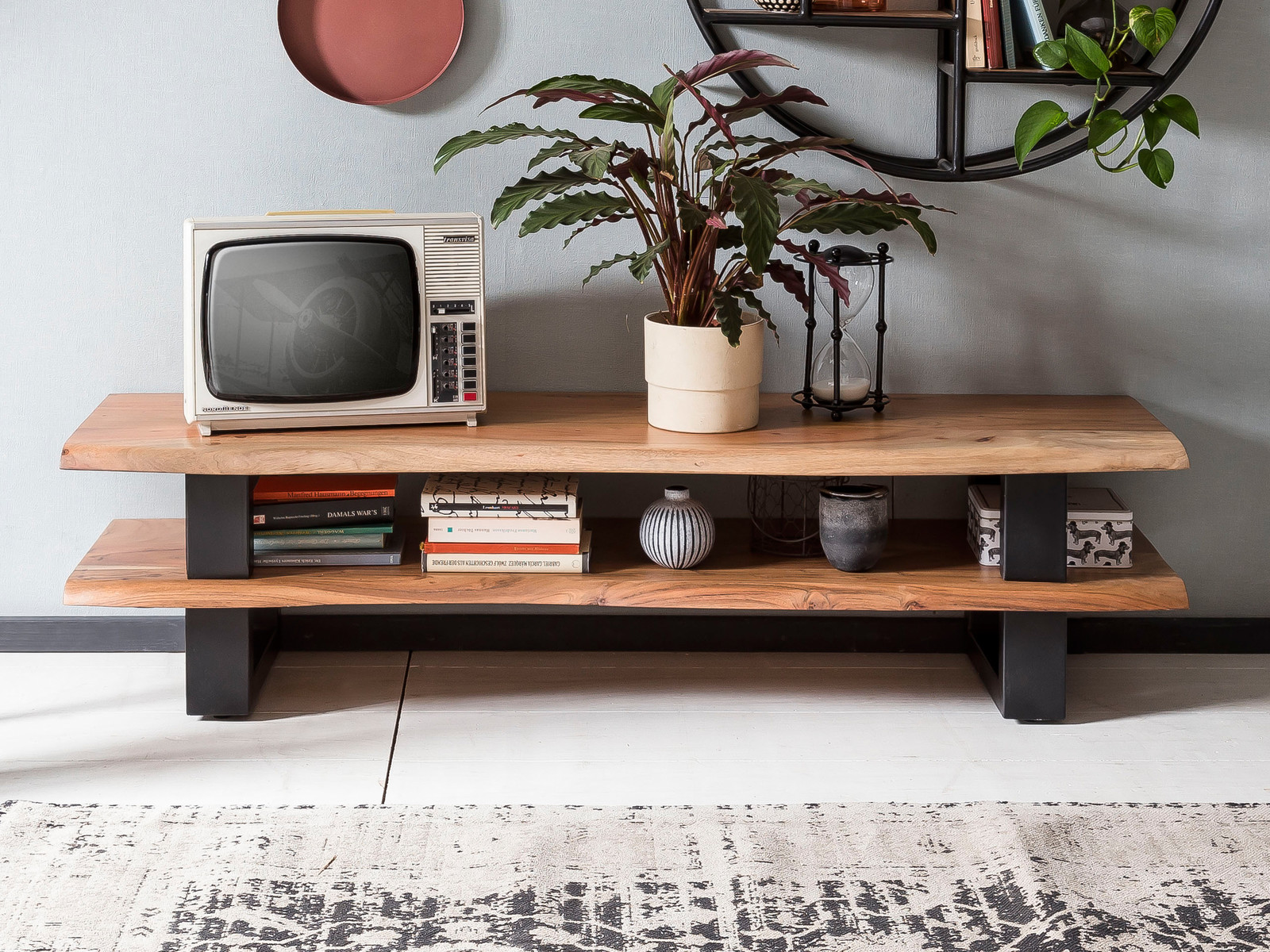 Reclaimed wood furniture TV stands collection featuring rustic reclaimed timber TV units and media cabinets