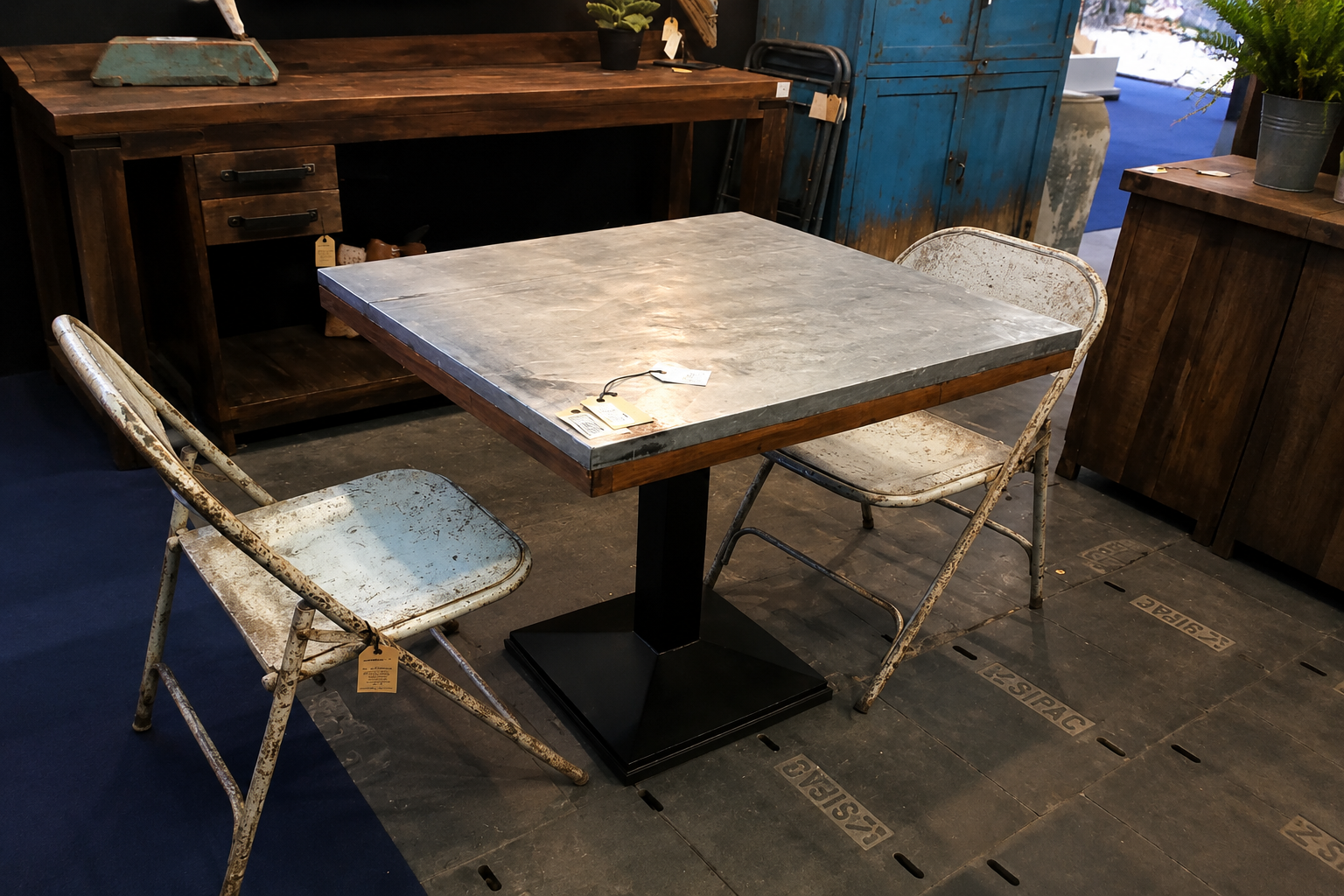 zinc top dining table